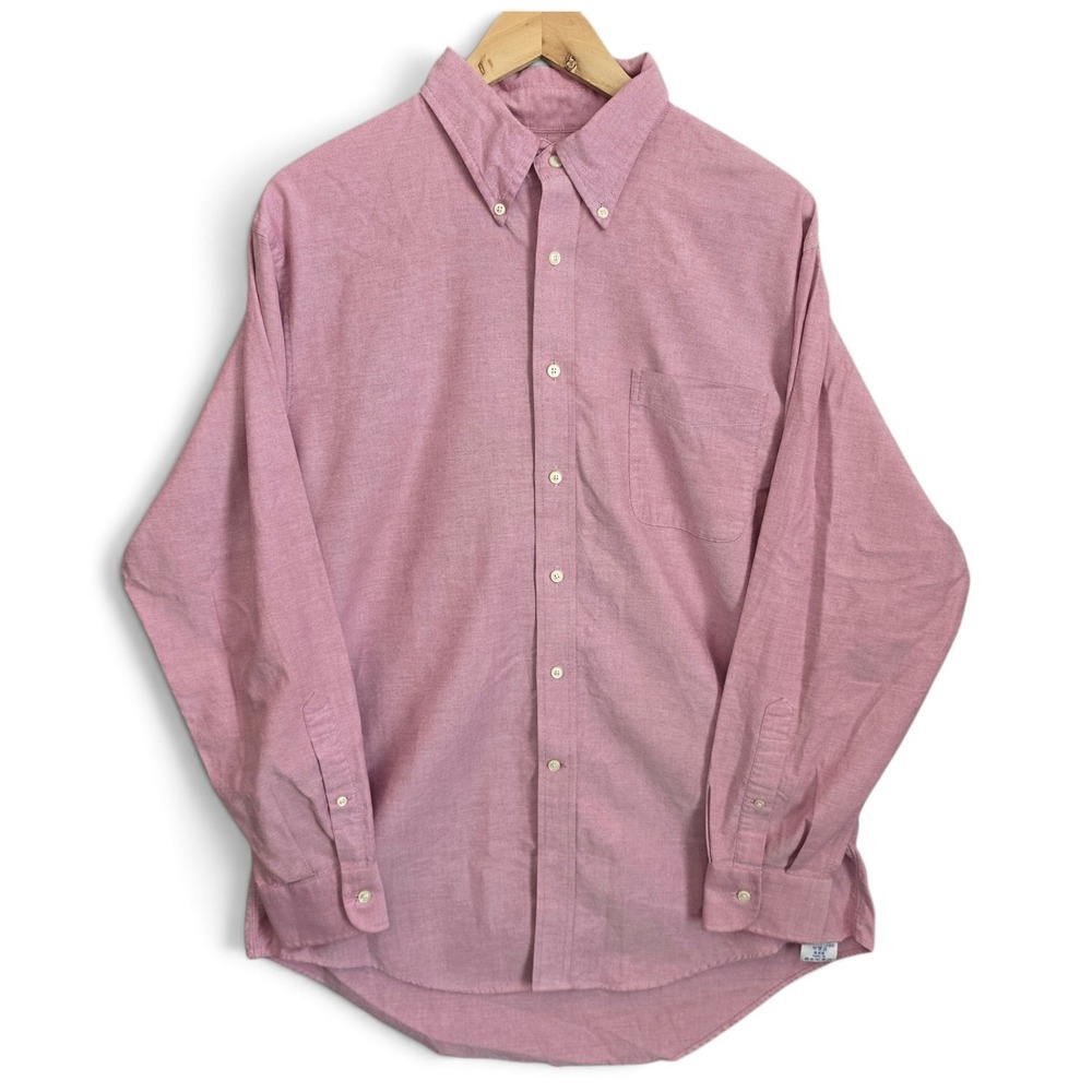 Lands End Dress Shirt Mens 16.5 33 Red Button Down Regular Fit Cotton Casual